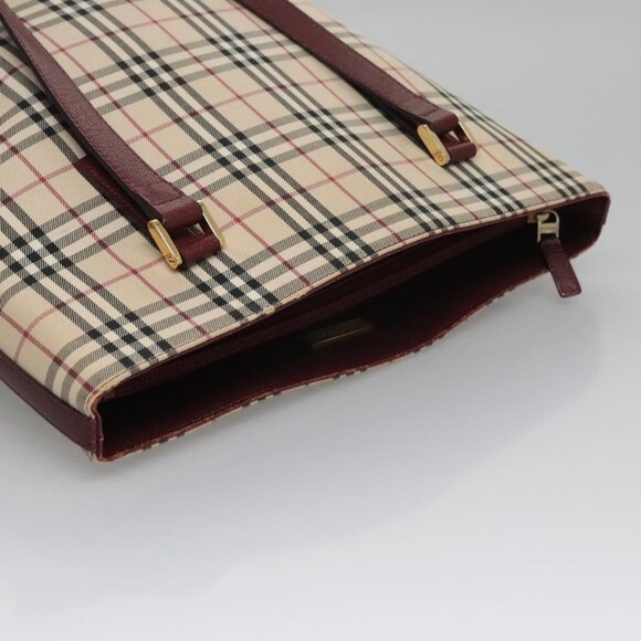 BURBERRY Nova Check Tote Bag Canvas Beige Red - Picture 6 of 15